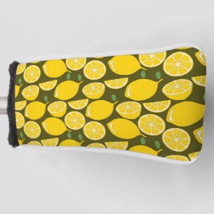 Gele citroenen & olijfgroene patroon: moderne citr golfheadcover