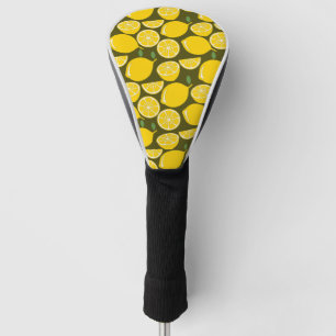 Gele citroenen & olijfgroene patroon: moderne citr golfheadcover