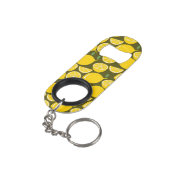 Gele citroenen & olijfgroene patroon: moderne citr mini flessenopener (Achterkant Gekanteld)