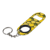 Gele citroenen & olijfgroene patroon: moderne citr mini flessenopener (Voorkant Gekanteld)