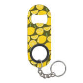 Gele citroenen & olijfgroene patroon: moderne citr mini flessenopener (Achterkant)