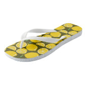 Gele citroenen & olijfgroene patroon: moderne citr teenslippers (Schuin)