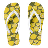 Gele citroenen & olijfgroene patroon: moderne citr teenslippers (Voetbed)