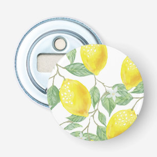 Gele citroenen op wijnstok button flesopener