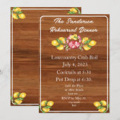 Gele citroenen Rood krab Hout Lowcountry uitnodigi Kaart (Voorkant / Achterkant)