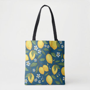 Gele citroenen: Tropisch vruchtpatroon. Tote Bag