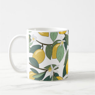 Gele citroenen, tropische naadloze print. koffiemok