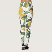 Gele citroenen, tropische naadloze print. leggings (Achterkant)