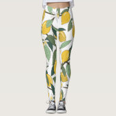 Gele citroenen, tropische naadloze print. leggings (Voorkant)