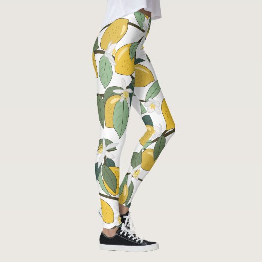 Gele citroenen, tropische naadloze print. leggings (Rechts)