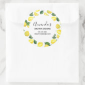 Gele citroenen Waterverf Fruit Pattern Business Ronde Sticker (Tas)