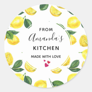 Gele citroenen Waterverf Fruit Pattern Keuken Ronde Sticker