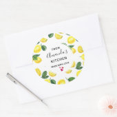 Gele citroenen Waterverf Fruit Pattern Keuken Ronde Sticker (Envelop)