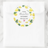 Gele citroenen Waterverf Fruit Pattern Keuken Ronde Sticker (Tas)