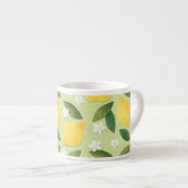 Gele citroenen, witte bloemen en groene bladeren espresso kop (Voorkant rechts)