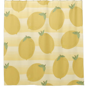 Gele Citroenen Zomer Fruit Aquarel Plezierig Helde Douchegordijn