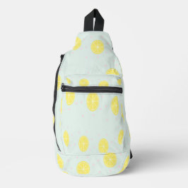 Gele citroenmoten op blauw sling bag