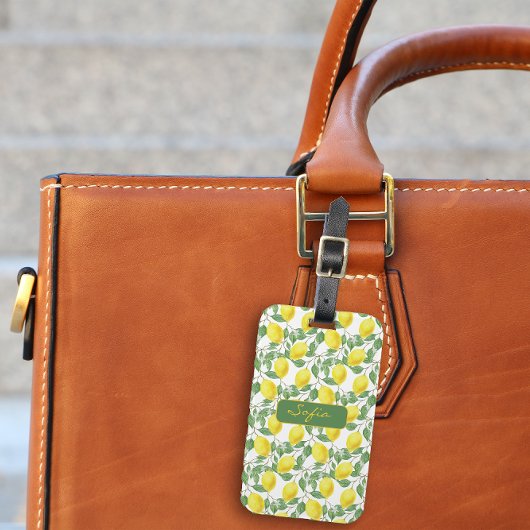 Gele citroenpatroonnaam Bagagelabel