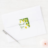 Gele Citrus dank u citroen groene bruiloft Vierkante Sticker (Envelop)