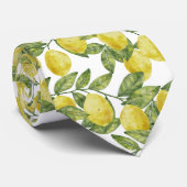 Gele citrus waterverf citroenen met groene bladere stropdas (Opgerold)