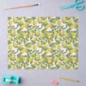 Gele citrus waterverf citroenen met groene bladere tissuepapier (Craft)