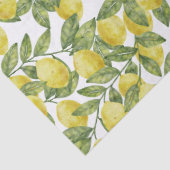 Gele citrus waterverf citroenen met groene bladere tissuepapier (Detail)