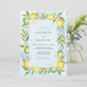 Gele Citrus Zachte Eucalyptus Bruiloft Kaart (Staand voorkant)