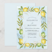 Gele Citrus Zachte Eucalyptus Bruiloft Kaart (Voorkant / Achterkant)