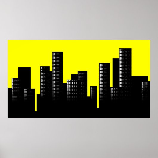 gele cityscape poster (Voorkant)