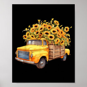 Gele Ckup Truck Zonnebloem Herfst Halloween Dankze Poster