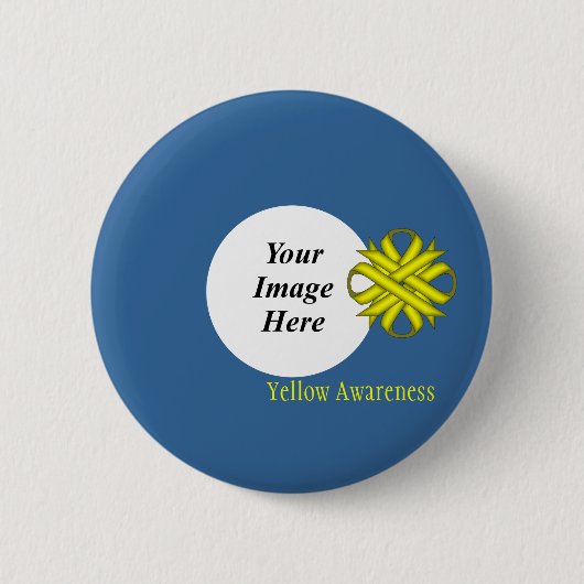 Gele Clover Ribbon-Sjabloon door Kenneth Yoncich Ronde Button 5,7 Cm (Voorkant)