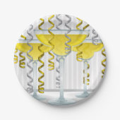 Gele cocktail en lint papieren bordje (Voorkant)