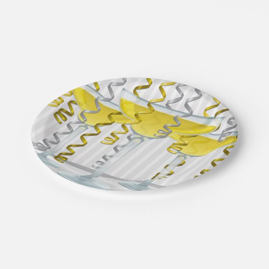 Gele cocktail en lint papieren bordje (Gekanteld)