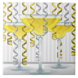 Gele cocktail en lint tegeltje
