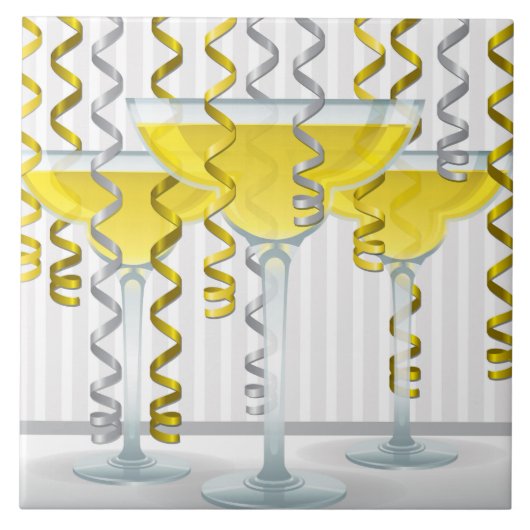 Gele cocktail en lint tegeltje (Voorkant)