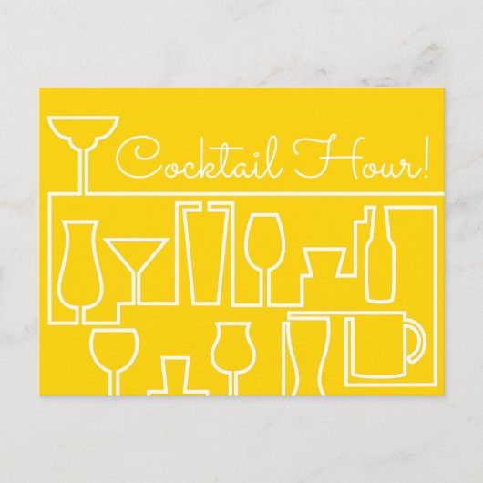 Gele cocktailparty briefkaart (Voorkant)