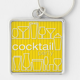 Gele cocktailparty sleutelhanger