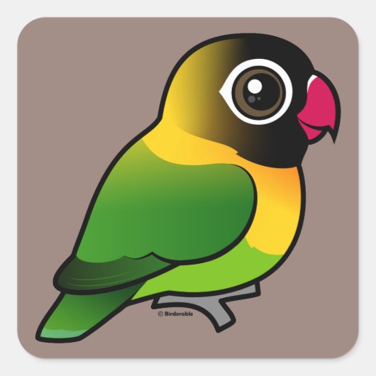 Gele-collarode Lovebird Vierkante Sticker (Voorkant)