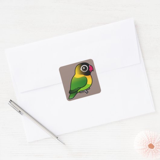 Gele-collarode Lovebird Vierkante Sticker (Envelop)