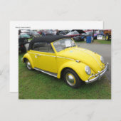 Gele compacte auto briefkaart (Voorkant / Achterkant)