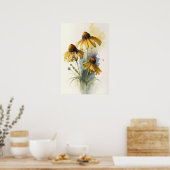Gele Coneflowers Art Print Poster (Keuken)