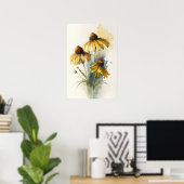 Gele Coneflowers Art Print Poster (Thuiskantoor)