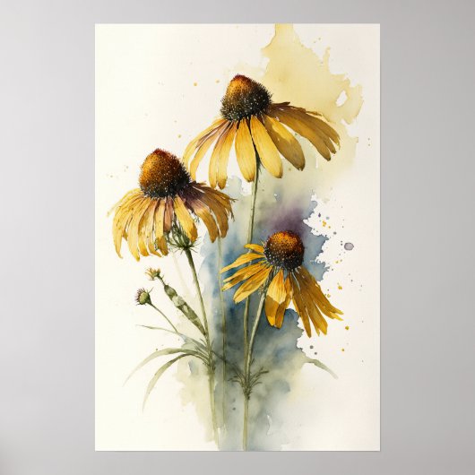 Gele Coneflowers Art Print Poster (Voorkant)