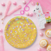 Gele confettipapieren bord (Feest)