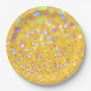 Gele confettipapieren bord