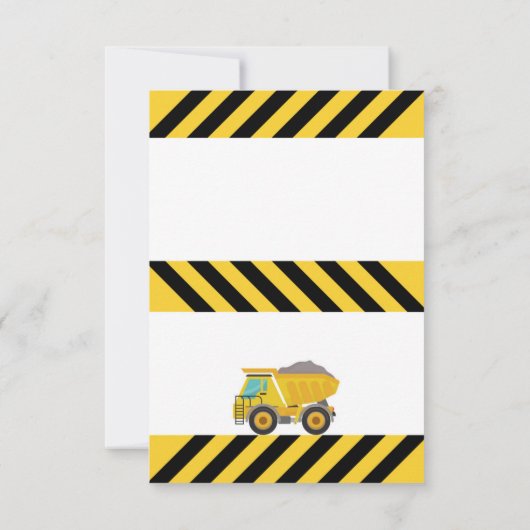 Gele Constructie 4E Verjaardag Uitnodiging (Achterkant)