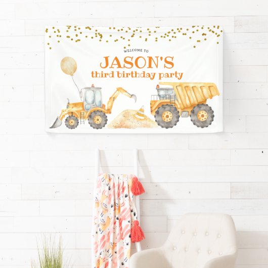 Gele constructietranspanner Birthday Large Banner (Insitu)