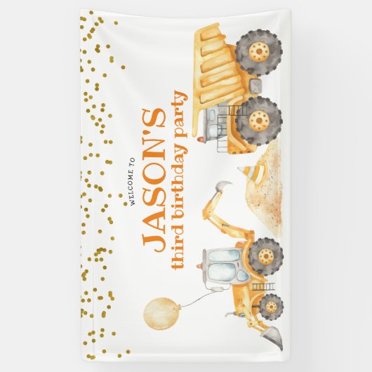 Gele constructietranspanner Birthday Large Banner (Verticaal)