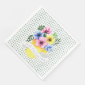 Gele container met pastel viooltjes servet (Hoek)