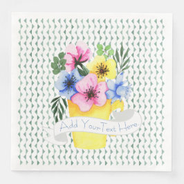 Gele container met pastel viooltjes servet